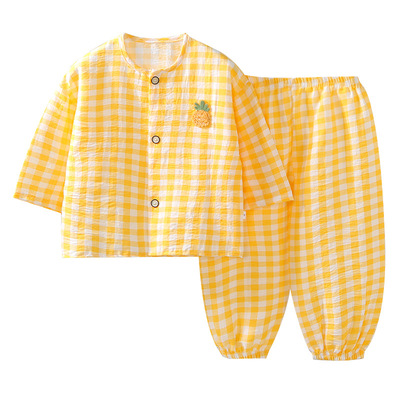 女童云朵家居服套装夏季开衫卡通儿童睡衣上衣裤子春秋两件套