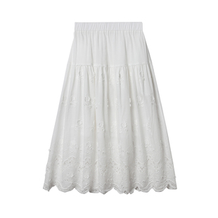26春仙裙【大耗料!100高支棉_薄_骨感/镂空立体刺绣】松紧腰半裙
