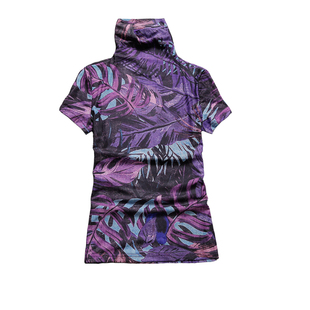 欧洲站短袖T恤女春季2026新款紫色大码高领半袖上衣网纱打底衫