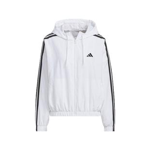 adidas阿迪达斯易用系连帽外套秋女跑步健身防风短梭织夹克JZ2161