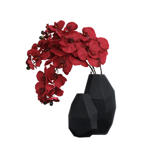 中式单支红色蝴蝶兰绢花仿真花婚房布置插花装饰摆件干花餐桌花艺