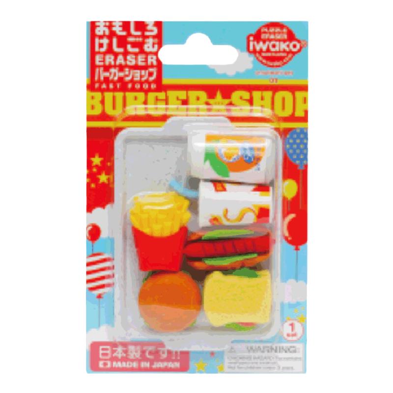 包邮 IWAKO岩泽 日本进口儿童可爱趣味拼插橡皮板装全家福-食品类