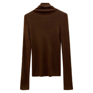 粉色羊毛针织衫女2025秋冬新款毛衣长袖内搭高领打底衫高级感上衣