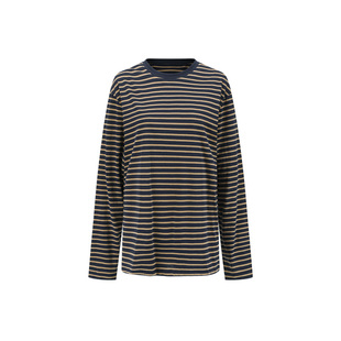 J1M5买手店 INTO THE EAST 25早秋 棕蓝条纹长袖T恤 设计师品牌