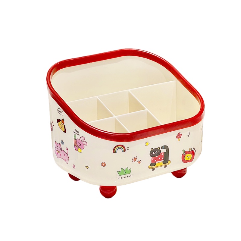 桌面收纳盒多功能化妆品口红六格置物架宿舍办公室办公桌文具笔筒