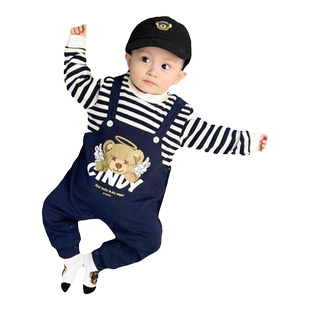 男宝宝春装连体衣服0夏天秋3一岁4全棉5个月6婴儿9个半月外出抱衣