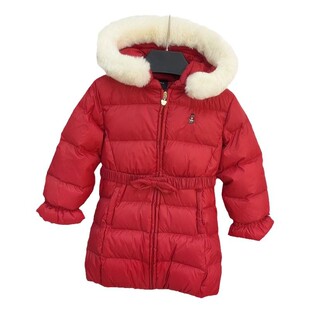2025新年衣服宝宝女童红色中长款洋气加绒羽绒服女宝秋冬连帽外套