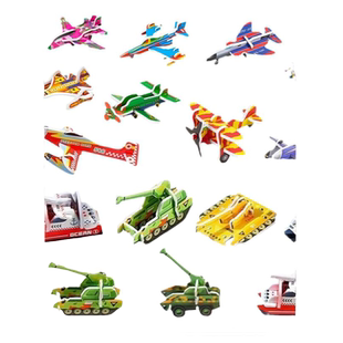 3D趣味飞机立体昆虫拼图儿童男孩DIY玩具幼儿园早教手工拼装卡片