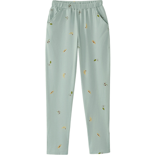 纯棉睡裤女单裤秋裤薄款家居裤秋天居家宽松春秋季长裤全棉妈妈裤