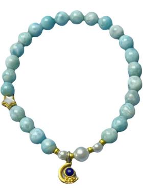 海纹石手串S925银镀金配饰原创设计款星辰大海·宇宙苍穹6mm