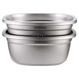 国风不锈钢方盆正方形漏盆套装和面冲孔筐滤水篮米筛沥水篮洗菜盆