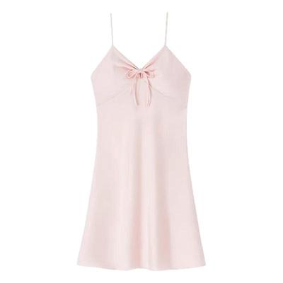 2025纯欲真丝带胸垫吊带睡裙睡袍