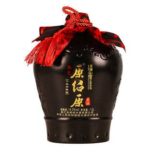 圣塔绍兴特产老黄酒十五年陈酿本色加饭酒1.5L坛装无焦糖色花雕酒