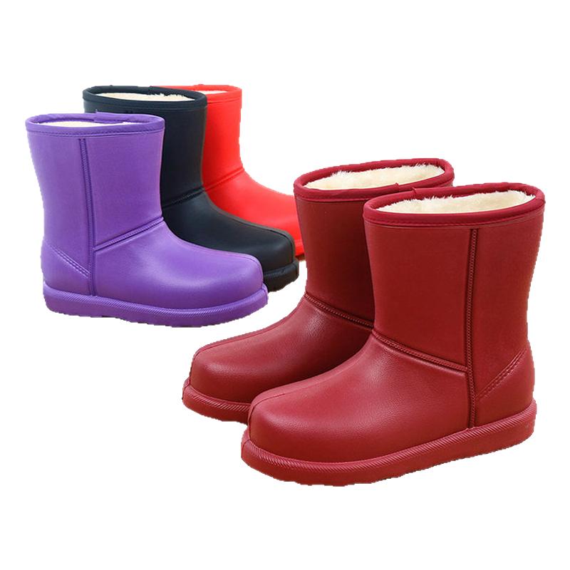 加绒厨房保暖棉雨鞋雪地靴防滑轻