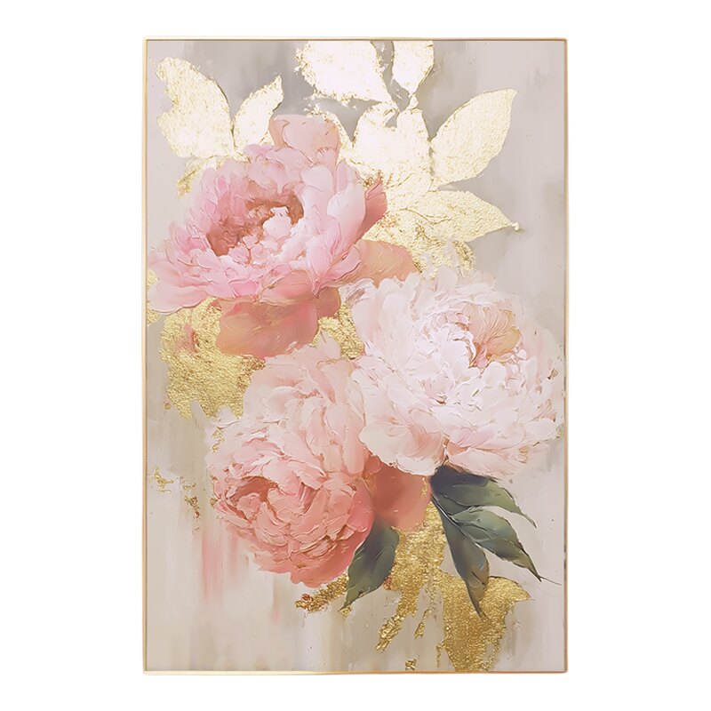 大芬村手绘油画富贵牡丹玄关挂画