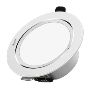 德力西6W全铝75开孔95平面白银黑边护眼无频闪防眩嵌入式筒灯高亮