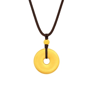 【新年礼物】周大福福字平安扣足金黄金吊坠配绳(大小版)计价