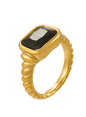 magicfish黑金复古玻璃戒指