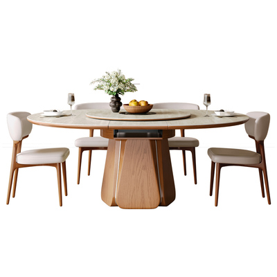 杰格森岩板伸缩餐桌可变形圆桌