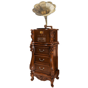 今墨实木留声机老式客厅欧式新中式复古K歌卡拉OK黑胶唱片机B30