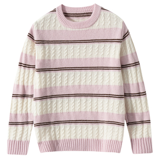 儿童100纯山羊绒衫男女童高端加厚圆领拼色针织秋冬打底麻花毛衣