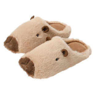 2025新款卡皮巴拉棉拖鞋女款秋冬季毛绒拖鞋可爱家用情侣棉拖男士