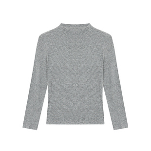 NEVA HU 利落美学 粉色中长袖短款针织衫女修身半高领打底T恤上衣