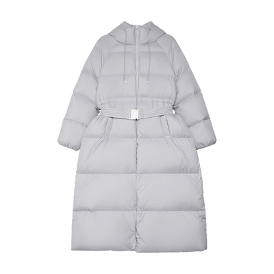 轻量尼龙 半圆女装[运动]2024冬季新款灰色连帽羽绒服高级感