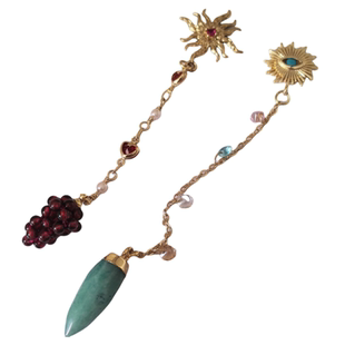 天然水晶迷你便携可爱灵摆吊坠红石榴石天河石SRT短链原创送教程