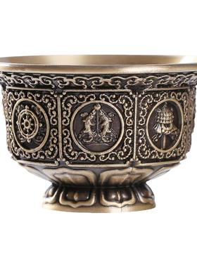 黄铜八吉祥供水杯家用供佛供酒杯