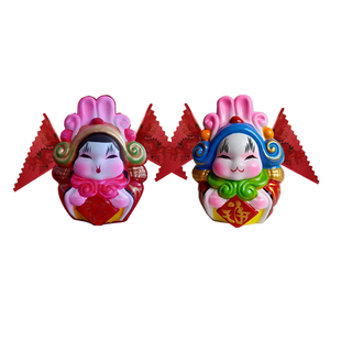 中国特色老北京兔儿爷泥塑小摆件福兔祥兔爷手工艺礼品原创送老外