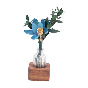 永生花黑胡桃木花瓶干花束创意扩香器车载香薰汽装中控台香水摆件