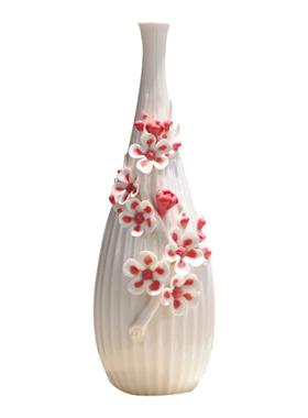 陶瓷手捏花仿真牡丹花插花花瓶家居装饰客厅玄关电视柜装饰摆件
