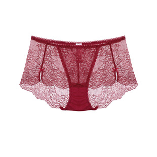 曼妮芬性感蕾丝红色内裤女士纯棉裆本命年红纯欲风轻薄低角裤底裤