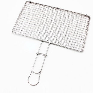 不锈钢烤鱼夹烤菜网加粗烧烤网夹拍子烧烤店多功能烤网竖条粗304