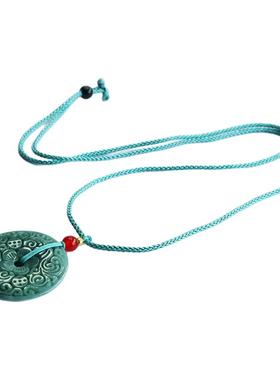 A货翡翠蓝水仿古平安扣吊坠男女