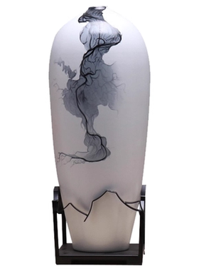 新中式陶瓷花瓶摆件客厅插花宋代美学高端玄关高级感禅意软装饰品