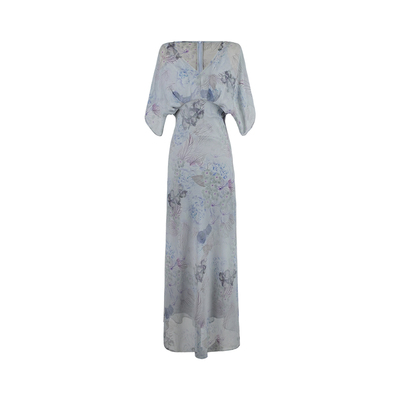 大婷婷 夏季新款蓝调碎花裙V领收腰修身显瘦连衣裙长裙DT2193