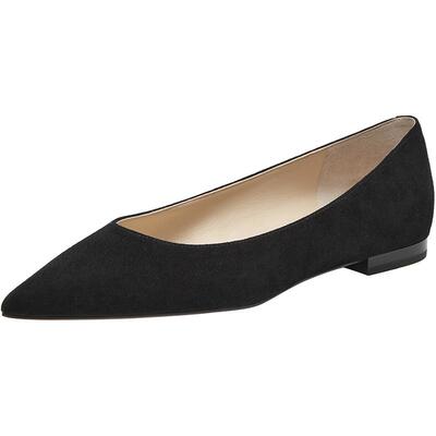 妙丽平底鞋秋季新款通勤时尚舒适绒面百搭尖头平跟单鞋女LAT01CQ4