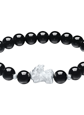 周六福饰品S925银手链元宝貔貅手串手饰百搭时尚新年礼物