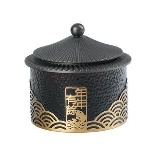 家用铜烟灰缸带盖防飞灰办公室桌面高档烟缸客厅创意铜摆件伴手礼