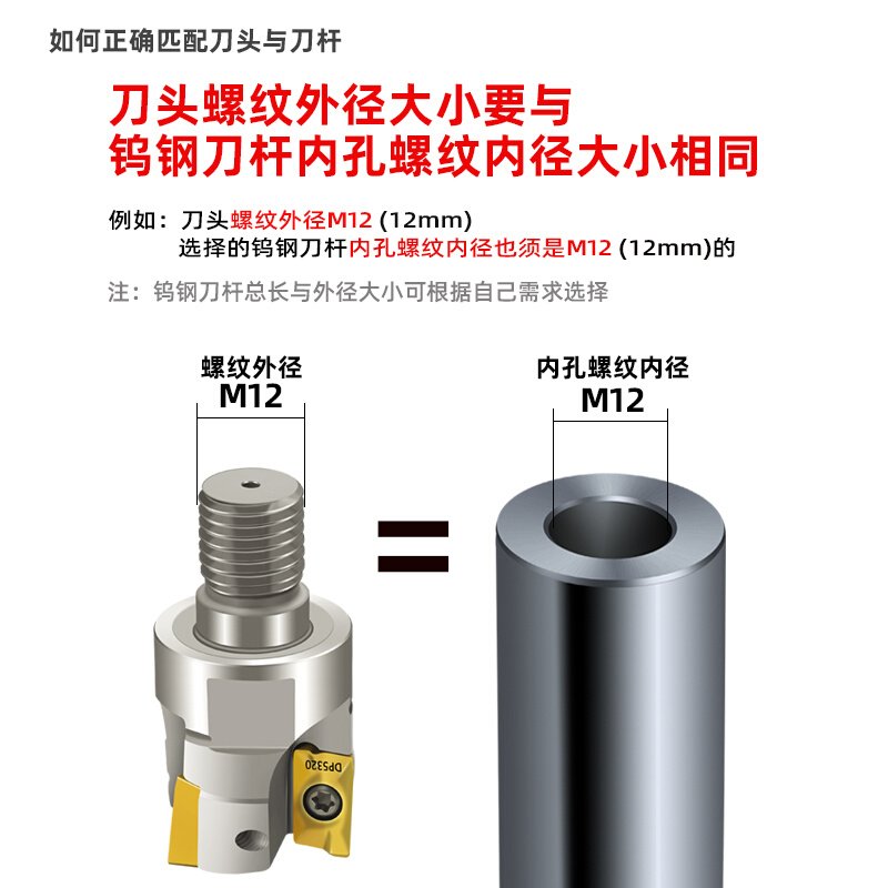 抗震锁牙刀头钨钢防震刀杆锁牙式铣刀头AP3400R 15 17R0.8 21R0.8