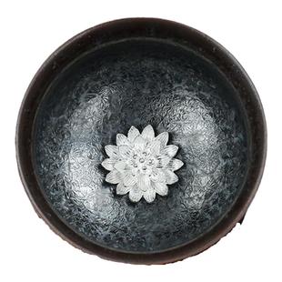 甲盏窑 李甲栈天目盏银杯瓷工艺 品茗杯陶瓷茶杯七彩主人杯可养