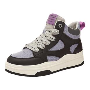 达芙妮厚底板鞋女高帮鞋2026新款春秋ins潮牌百搭运动休闲aj女鞋