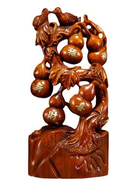 花梨红木家居客厅摆设五福临门