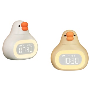 卡通胖鹅小闹钟儿童男孩学生专用起床神器多功能自律电子闹铃夜灯