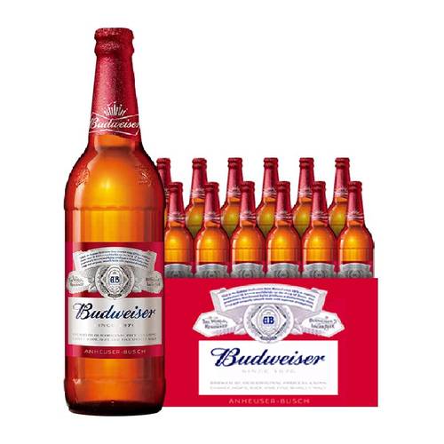 百威啤酒600ml*12瓶玻璃瓶装拉格9.7°P啤酒整箱批发浓郁麦香