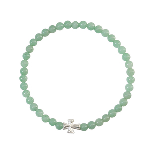 十尚美地清心 天然绿东陵手串女生925银十字架精致百搭古风细手链