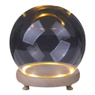 圣诞节永生花圆球形玻璃罩手办盲盒积木防尘罩七彩闪烁发光小夜灯