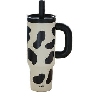 April女生巨无霸冰霸杯水杯大号大容量杯子车载吸管保温杯带手柄